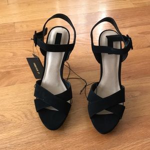 Black Open Toe High Heels